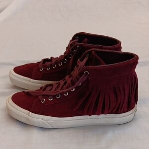 Vans Burgundy Fringe High-Top Sneakers